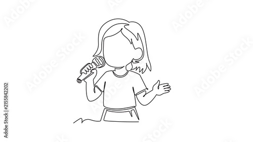 Students singing together to improve vocal skills.extracurricular activities concept. Single line draw design. Full length animation illustration. High quality 4k footage