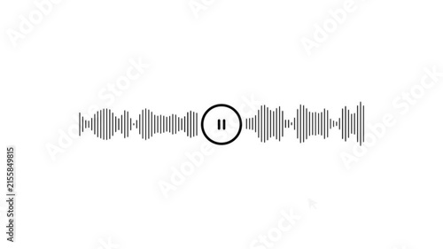 Cursor click with play button and microphone icon animation on white background with alpha channel. Music bar in microphone icon of motion graphics.