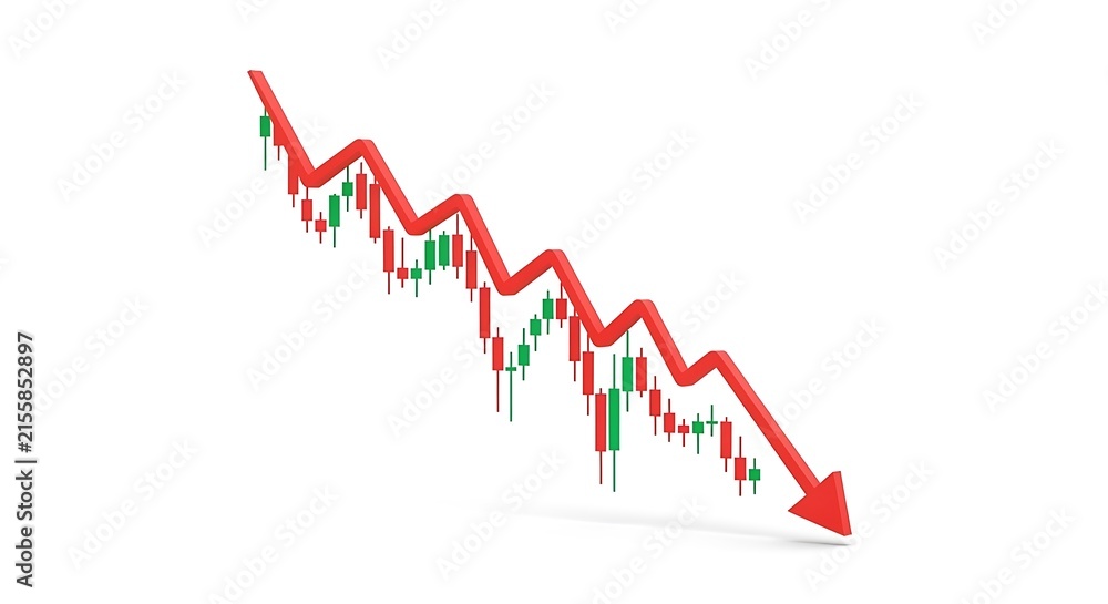 Obraz premium Stock market decline and financial loss trend concept with business investment negative financial downward corporate analysis performance recession statistics management