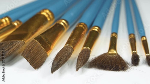 Natural pony bristle painting brushes for artists, featuring round and flat