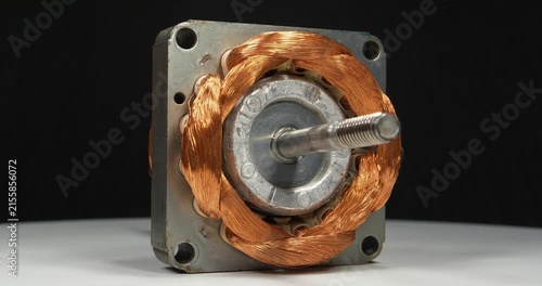 Stator with copper coil and rotor or armature of electric motor from household appliance, namely from the fan