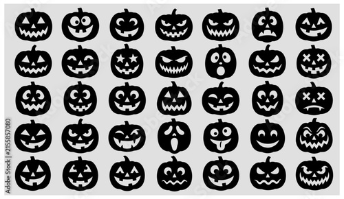 Bild auf Leinwand A diverse compilation of black jack o lantern silhouettes displaying a range of