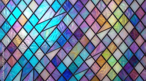 Close-up of geometric mosaic tiles
