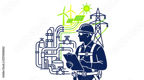 Engineer Inspecting Renewable Energy Infrastructure