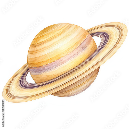 watercolor planet saturn on white background