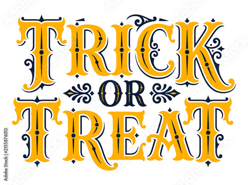 Trick or treat decorative typography for halloween holiday greeting