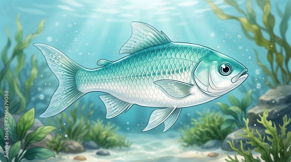 Fototapeta premium Swimming blue fish