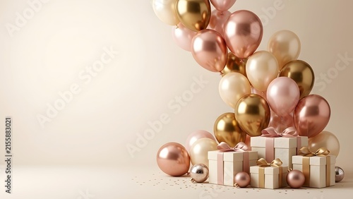 Floating golden metallic spheres in modern composition isolated on white background, illustration
