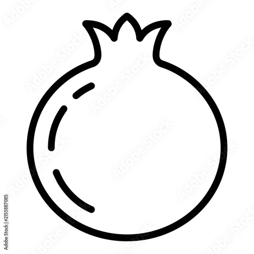 Simple line art outline of a pomegranate fruit icon on white