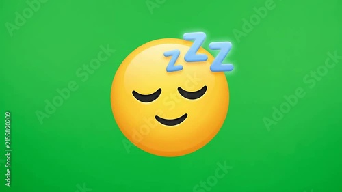 Sleepy Emoji with Peaceful Expression on Bright Green Background