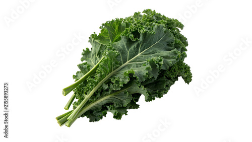Konstfotografi Fresh green curly kale leaf bunch isolated on a white background healthy superfo