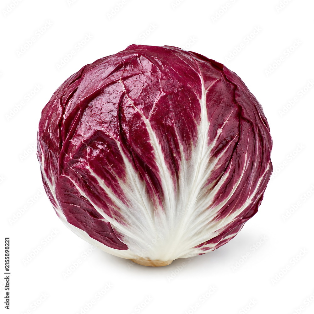 Fototapeta premium Fresh Red Radicchio Head Isolated on White Background