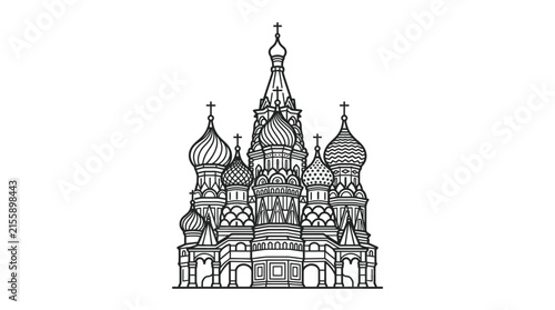 Картината върху платно Saint Basil's Cathedral onion domes illustration
