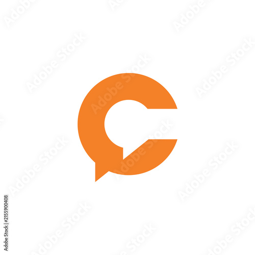 Orange letter C emblem integrates a chat bubble for modern communication design.