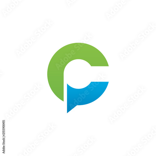Letter C chat logo presents a green and blue modern speech bubble design.