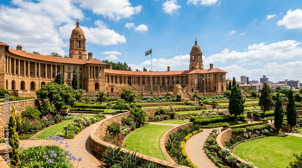 Obraz premium Union Buildings Pretoria: Historic Architecture, Lush Gardens, South African Landmark