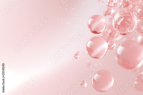 Abstract background with floating pink bubbles and water droplets