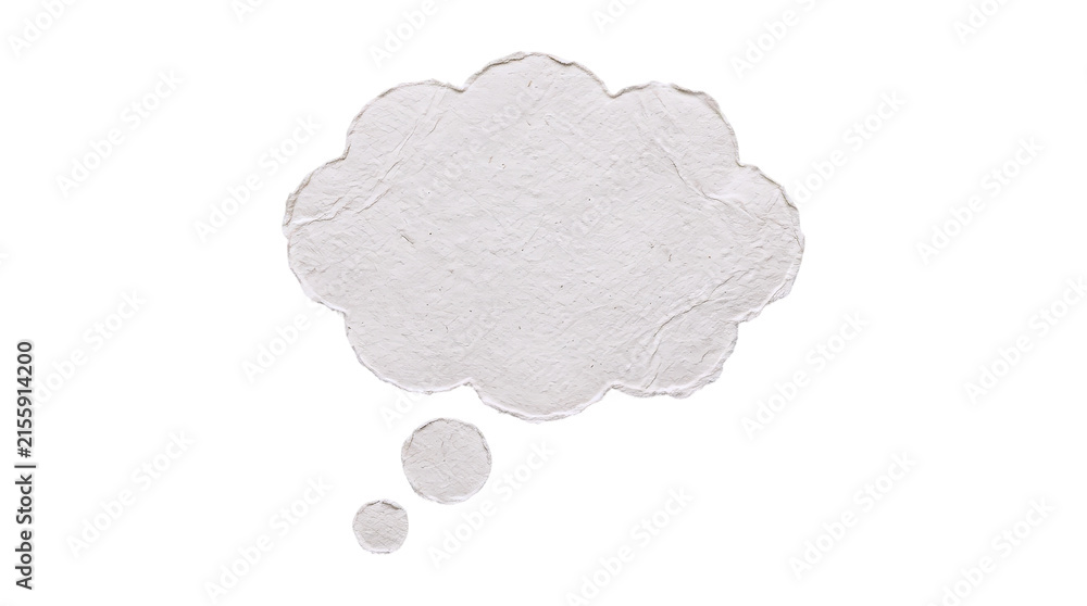Naklejka premium Textured white paper thought bubble PNG on transparent background for creative layouts