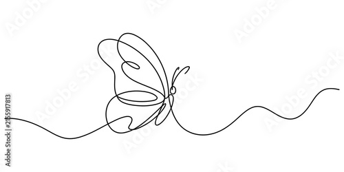 Minimalist continuous line drawing of a flying butterfly illustration Vector, illustration