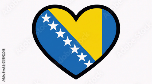 Foto Bosnia and Herzegovina Heart Shaped Flag Symbol in Blue Yellow and White