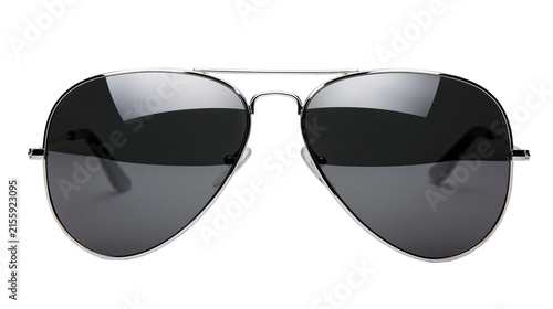 Fotografía Silver aviator sunglasses with dark polarized lenses, isolated on transparent ba