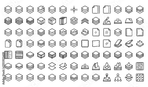 Obraz na plátne Layered Materials and Coating Thin Line Icon Set Editable Vector
