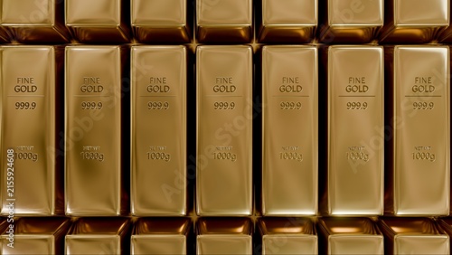 Obraz na plátne Shiny Fine Gold Bullion Bars 999.9