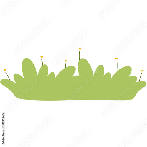 hand drawn Green grass patch illustration with small yellow flowers