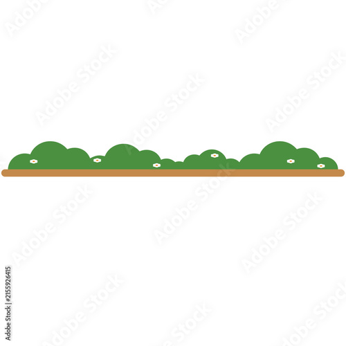 hand drawn Green grass border with small white flowers illustration