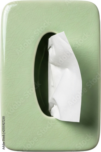 Elegant Mint Green Cracked Ceramic Tissue Box Cover with White Paper