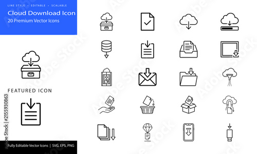 cloud download icons for business and technology