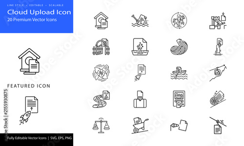 Cloud upload icons for business and technology