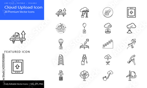 Cloud upload icons for business and technology