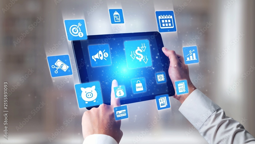 Obraz premium Modern budgeting and financial management icons showing finance, savings, tax, and planning. Budget supports business strategy, budget helps growth, and budgeting ensures financial control. Gist