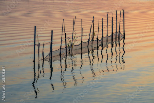 A beautiful sunset over La Albufera Natural Park in Valencia, Spain