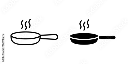 Frying pan icon outline symbol kit
