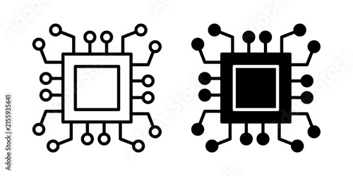 Microprocessor icon outline symbol kit