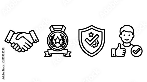 Trust credibility web icon collection isolated on transparent background design