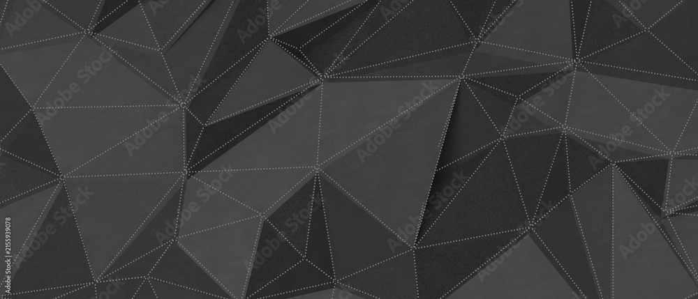 Fototapeta premium Abstract dark geometric background with polygonal shapes and dotted lines.
