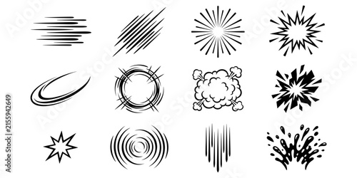 Collection of abstract black and white line art designs.
