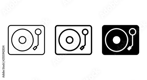Turntable Icons, Record Player Vector Graphics, Vintage Audio Equipment Set, Retro Music Player Symbols