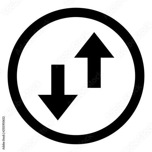 Принти на полотні Black and white circular symbol with opposing arrows