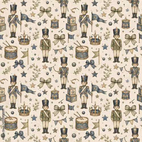 Retro Seamless Backgrounds Baby Boy Scrapbook Paper Vintage Blue and Cream Decorative Pattern