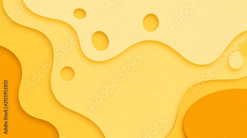 Abstract yellow paper cut background with layered wavy shapes