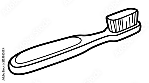 A minimalist black and white illustration of a traditional toothbrush representing oral health dental care and general wellbeing concepts