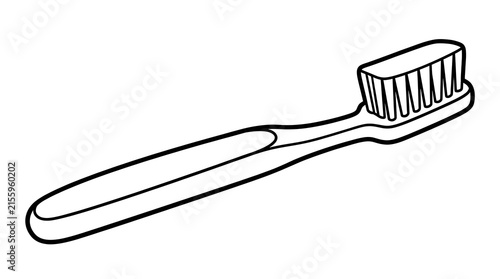 An old fashioned toothbrush illustration in a vintage style with a minimalist design set against a clean white backdrop
