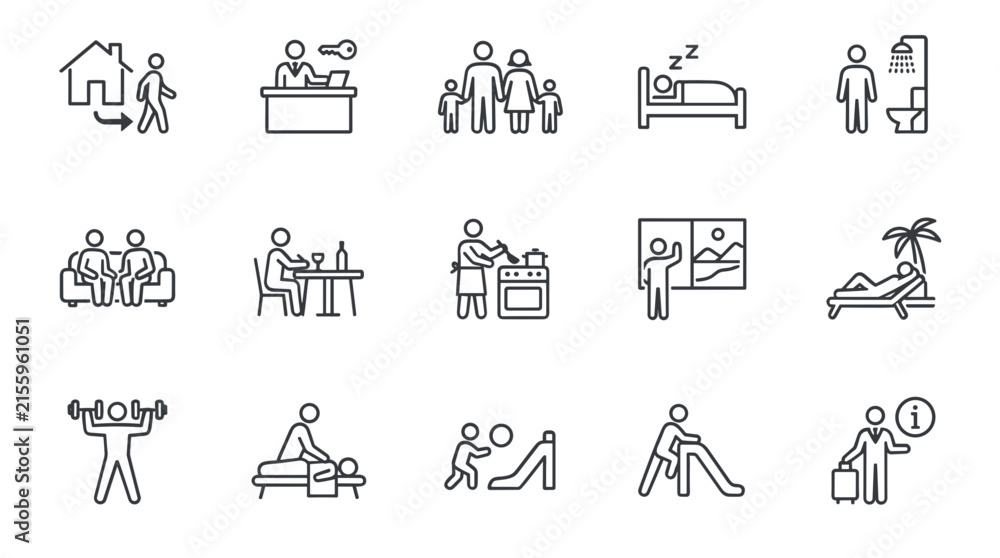 Fototapeta premium Set of hotel and travel service icons