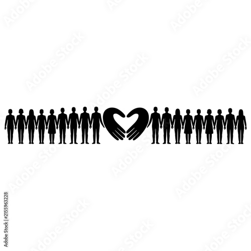 Diverse Businesspeople Connecting with Heart Symbol in Lineup