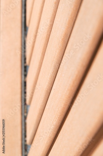 Close up of diagonal composite wood boards with selective focus and soft background