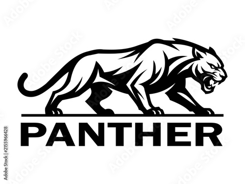 Aggressive panther mascot logo design featuring an isolated object on a transparent background and a bold silhouette isolated on a transparent background